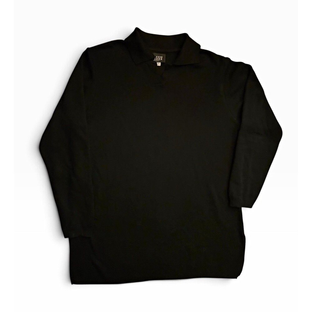 Vintage Eileen Fisher New York Black Long Sleeve Collared Polo Shirt Women’s M